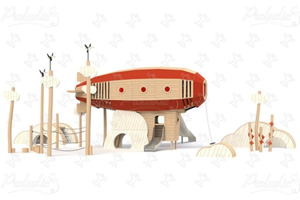 J49136 Áreas de juegos juegos en madera natural sostenible transporte imagen 3d