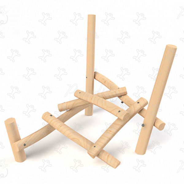 J49156 Áreas de juegos juegos en madera natural sostenible circuitos y juegos de escalada imagen 3d