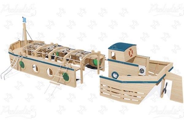 J49171® Áreas de juegos juegos en madera natural sostenible barcos y escenas marítimas imagen 3d