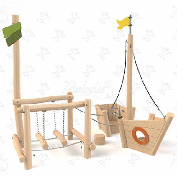 J49310® Áreas de juegos juegos en madera natural sostenible barcos y escenas marítimas imagen 3d