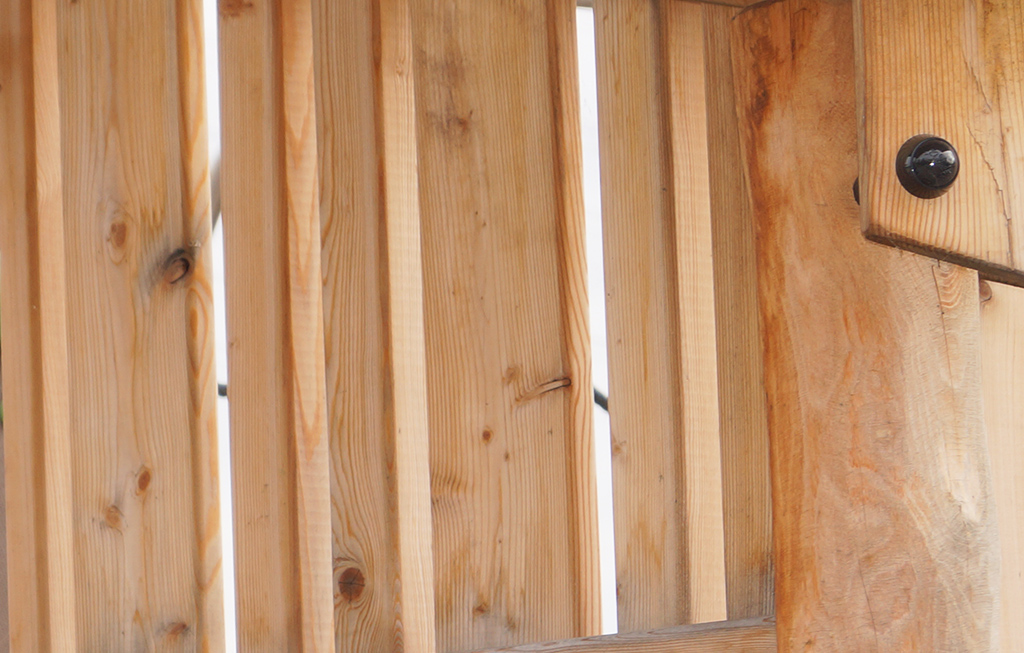 Los paneles, el muro de escalada, la grande pasarela, la mesa y el túnel