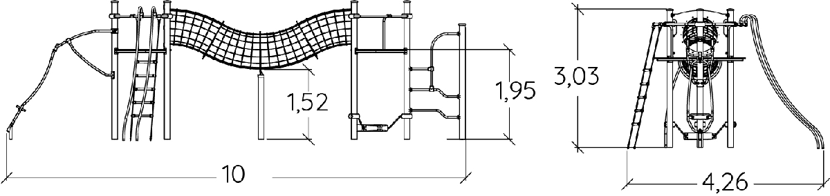 J2579-M Áreas de juegos juegos combinados ixo imagen vista lateral